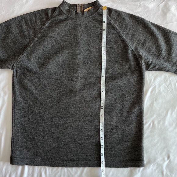 Vintage 50s 60s Cadillac 100% Virgin Wool Zippered Short Sleeve Sweater Gray M - Picture 7 of 9